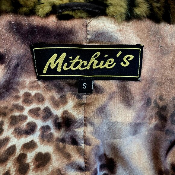 MITCHIE'S~M/L~BROWN GENUINE FOX FUR REAL RABBIT LEOPARD ANIMAL PRINT HOODED COAT - Picture 15 of 16